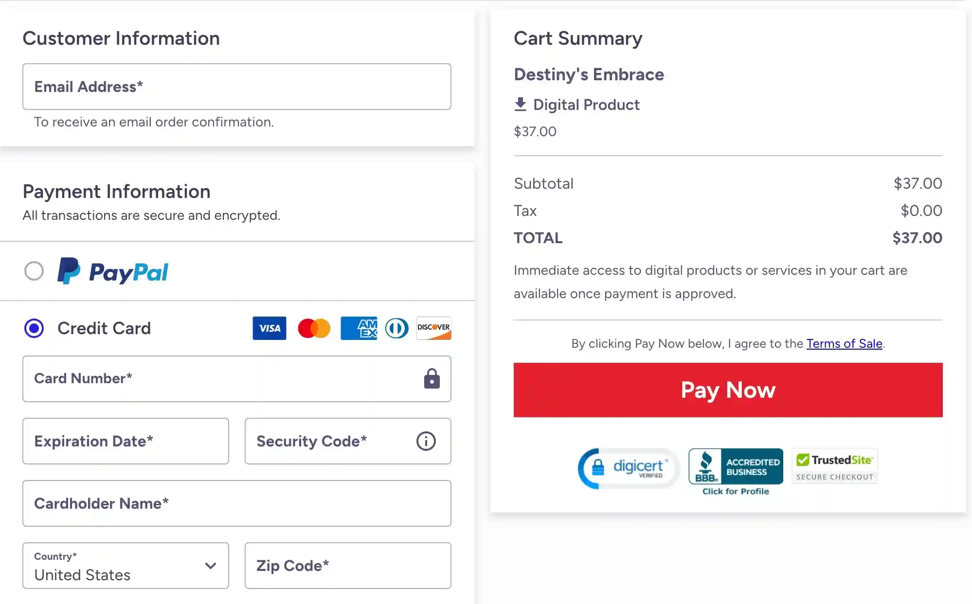 The Wealth Signal Secure Payment Checkout Page